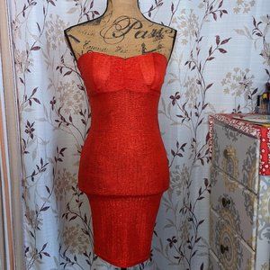 NWT Poof Red Strapless Dress. Size: S.